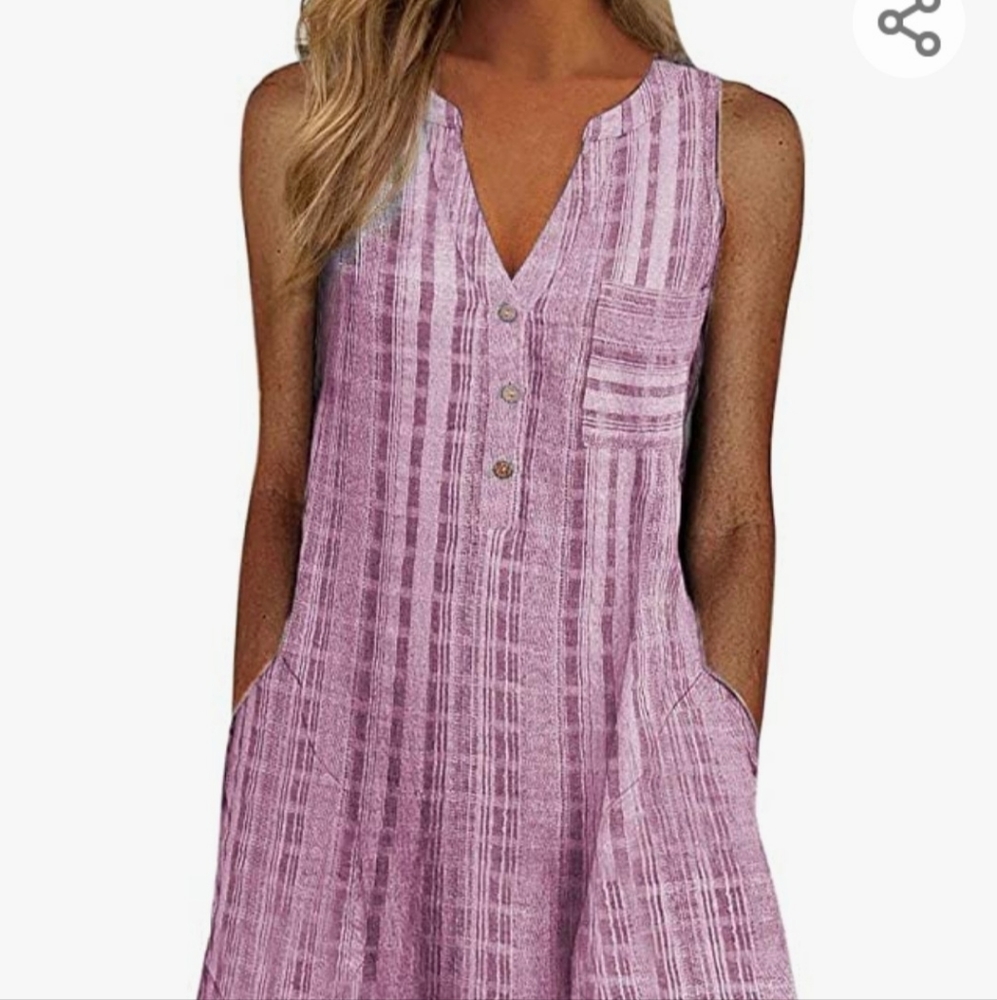 Pink Check Sleeveless Dress